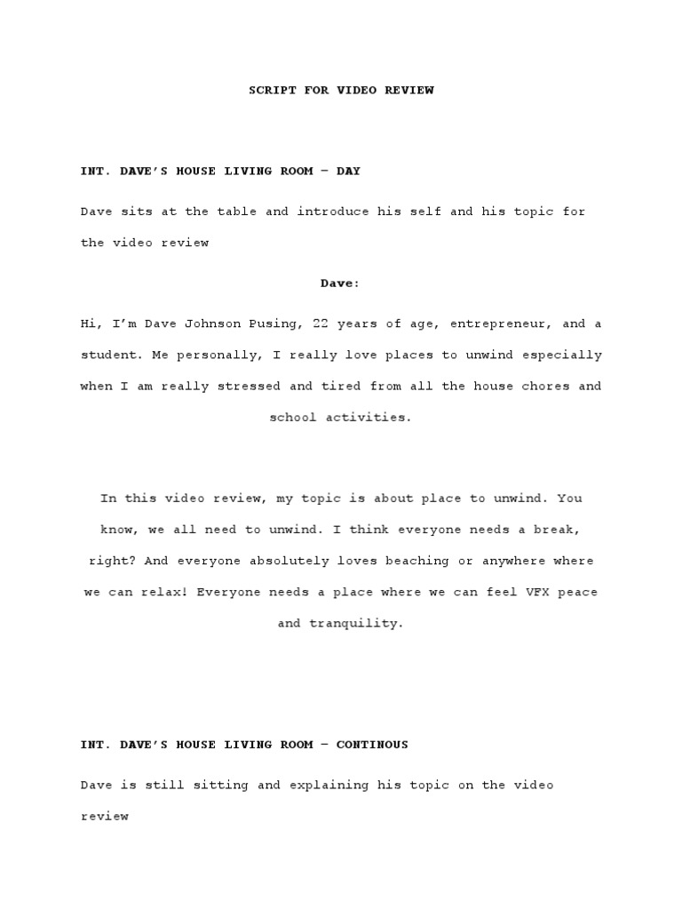 Script For Video Review | PDF