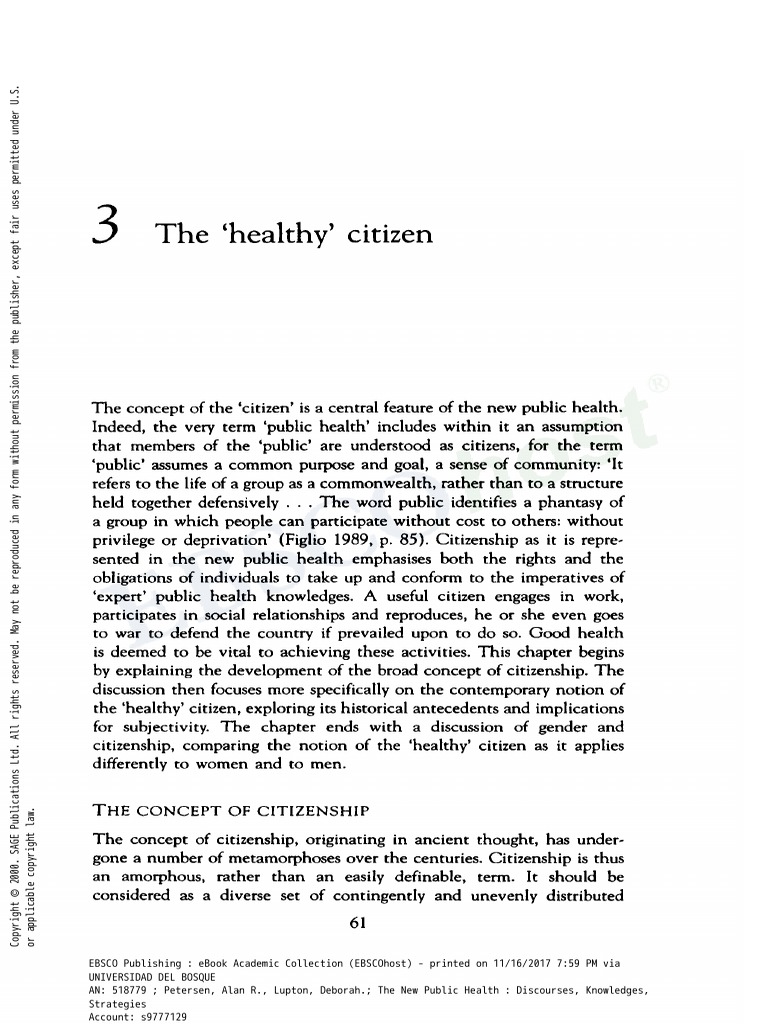 Petersen A. Lupton, D. (1996) - The "Healthy Citizen | PDF ...