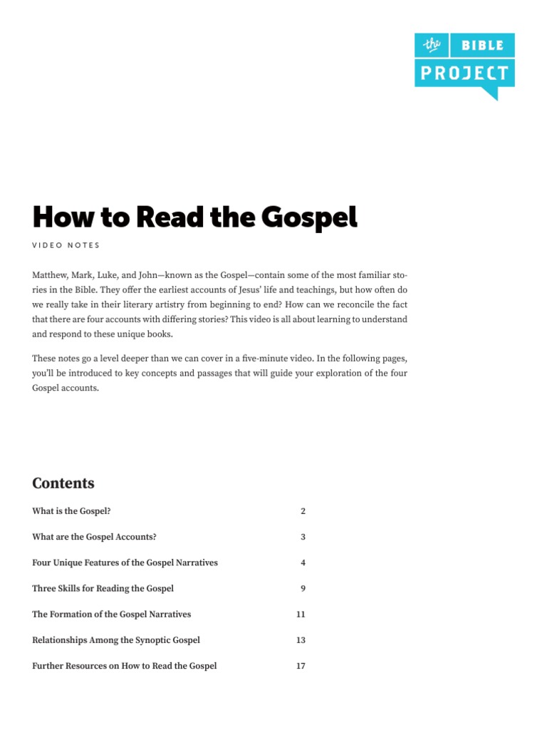 How To Read The Gospels | PDF | Jesus | Gospels