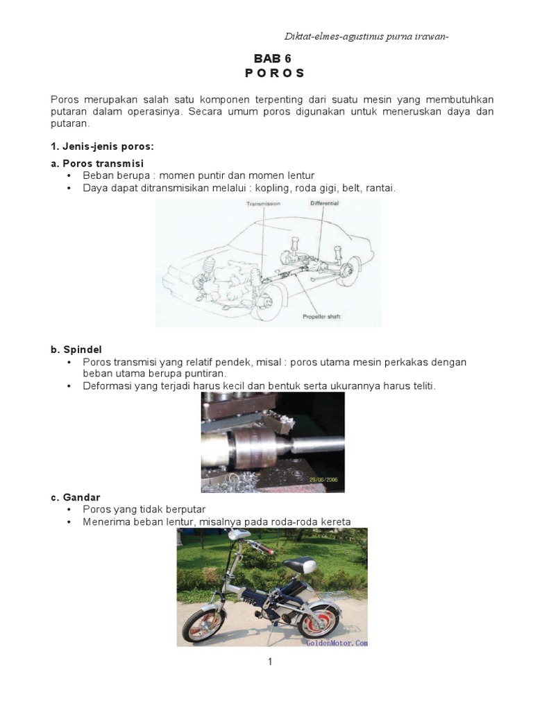 Elemen Mesin I Materi Perancangan Poros Pertemuan 6 Pdf