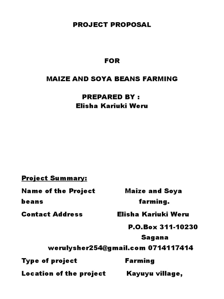 Maize and Soya Beans Farming Proposal | PDF | Fertilizer | Food And Drink