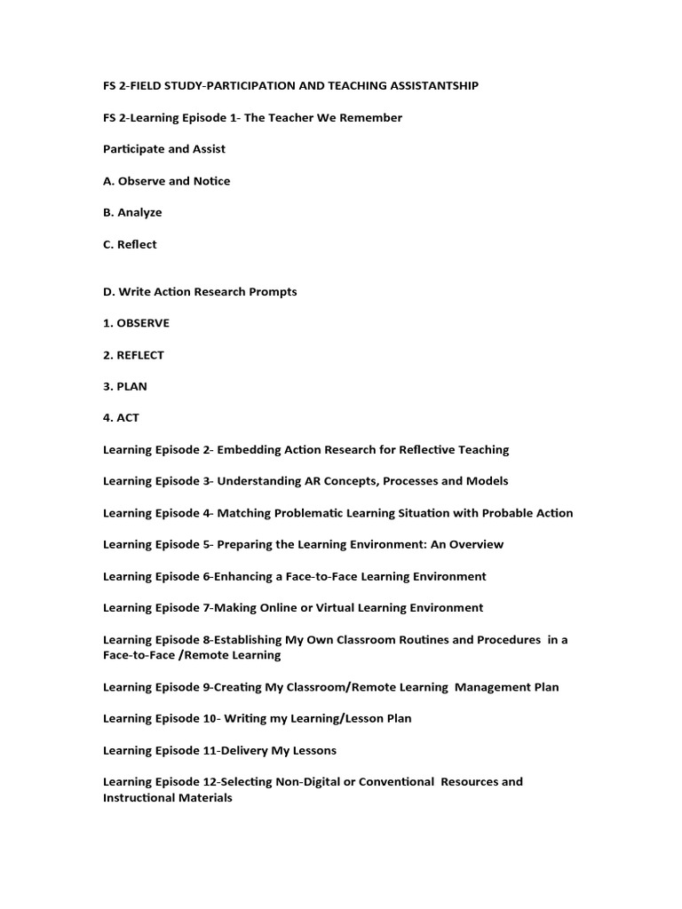FS 2 Field Study Participation Guide | PDF