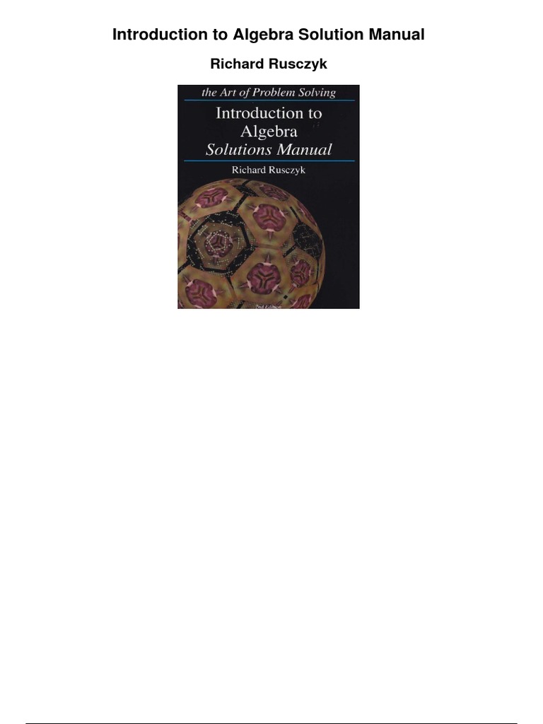 Introduction To Algebra Solutions Manual Pdf