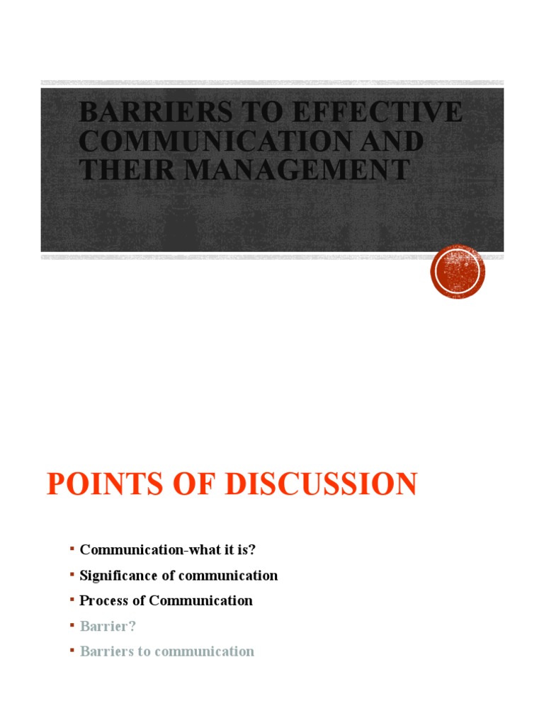 Barriers To Effective Communication and Their Management | PDF ...