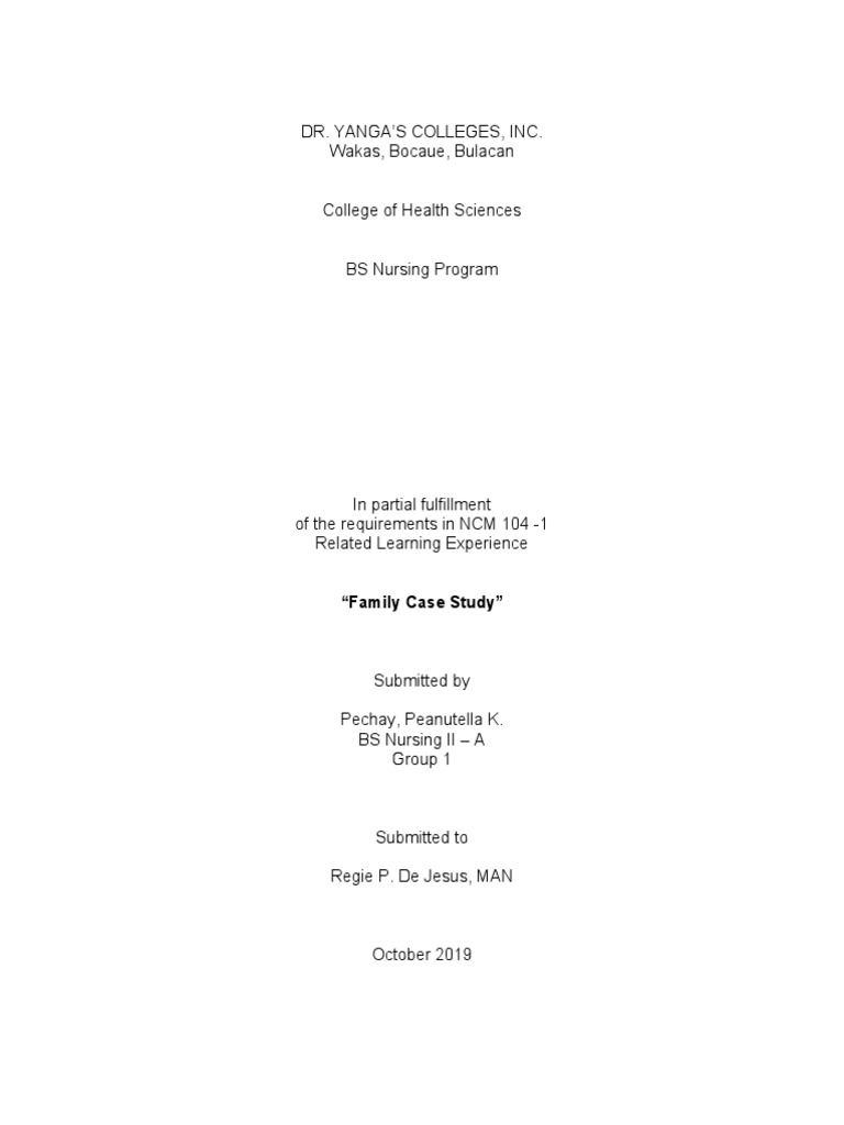 Family Case Study in Community Health | PDF | Community | Family