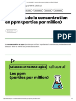 Les Calculs de La Concentration en PPM (Parties Par Million) - Alloprof