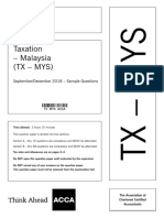 TX MYS ACCA - Sample Questions for Malaysia Taxation Exam
