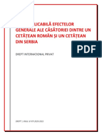 Legea Aplicabilă Efectelor Generale Ale Căsătoriei Dintre Un Cetățean Român Și Un Cetățean Din Serbia