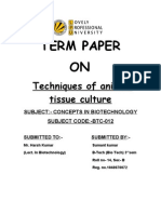 Term Paper ON: Techniques of Animal Tissue Culture