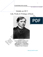 Module On GE 9 Life, Works & Writings of Rizal