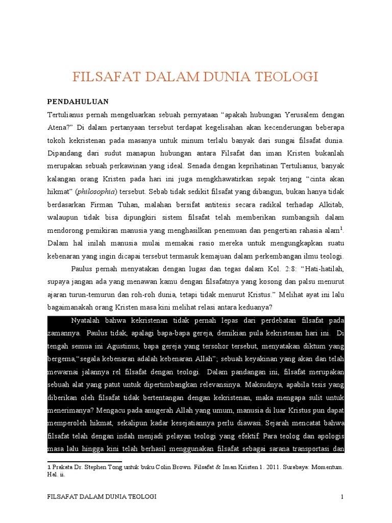 Filsafat dan Teologi dalam Kekristenan | PDF | Filsafat