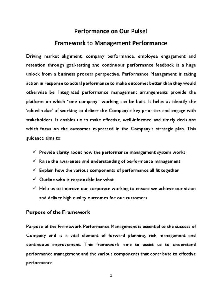 Performance Management Framework Guide | PDF | Performance Indicator ...
