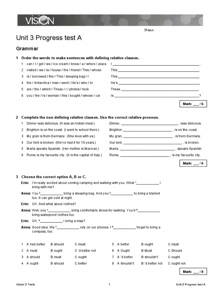 Vision L3 U3 Progress Test A | PDF | Coffeehouse | Coffee