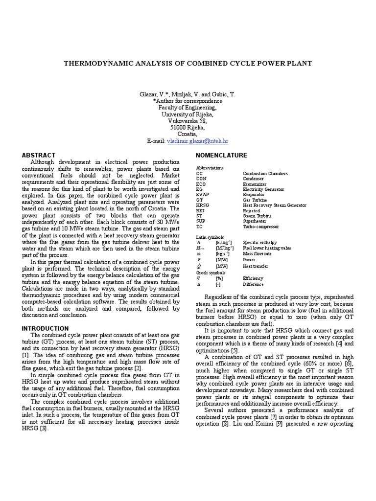 Thermodynamic Analysis of Power Plant | PDF | Steam | Power Station