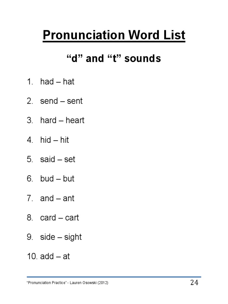 speech word list d