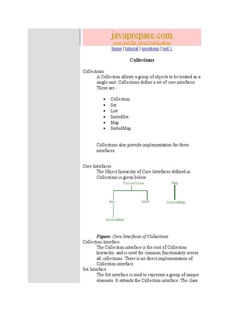 Collections: Home Tutorial Questions Test 1 | PDF | Interface ...