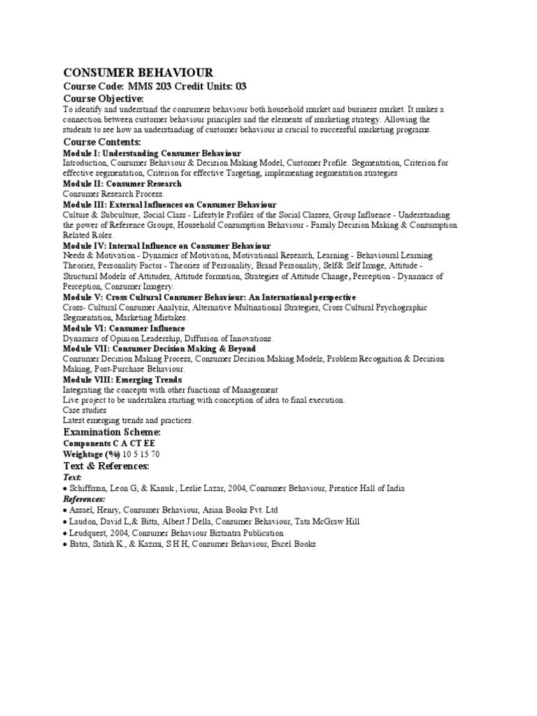 Understanding Consumer Behaviour Course | PDF | Consumer Behaviour ...