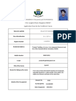St. Joseph'S College (Autonomous) # 36, Langford Road, Bangalore-560 027 Application Form For The Certificate Course
