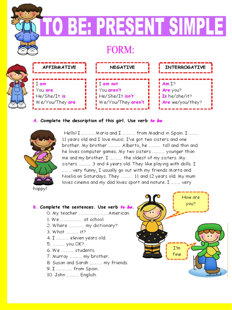 Verb To Be Simple Present Fun Activities Games | PDF | Language Arts ...