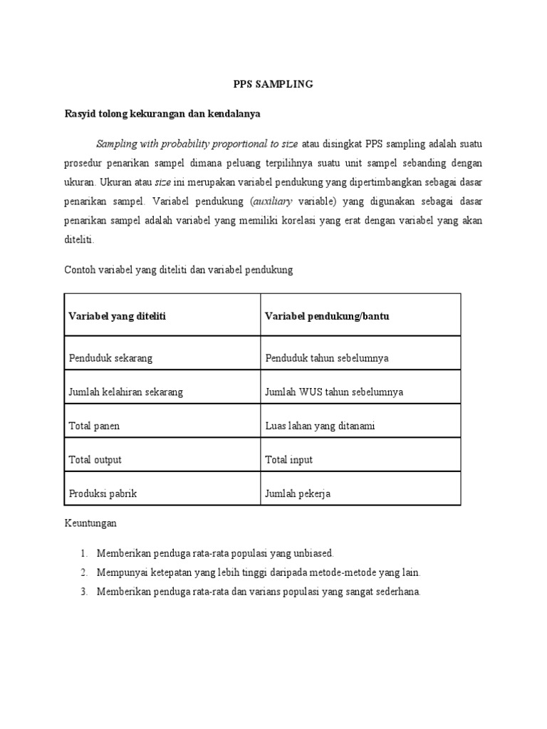 Metode Sampling PPS dan Contohnya | PDF