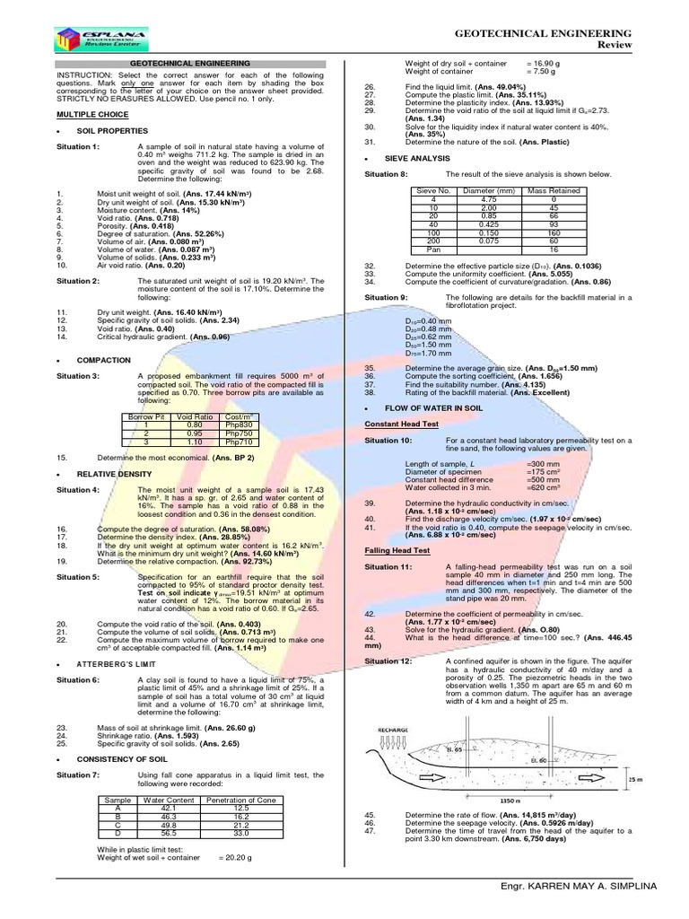 Geotechnical Engineering Exam Review | PDF | Deep Foundation | Nature