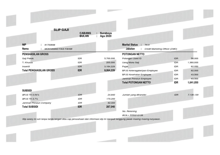 Slip Gaji Indomobil PDF