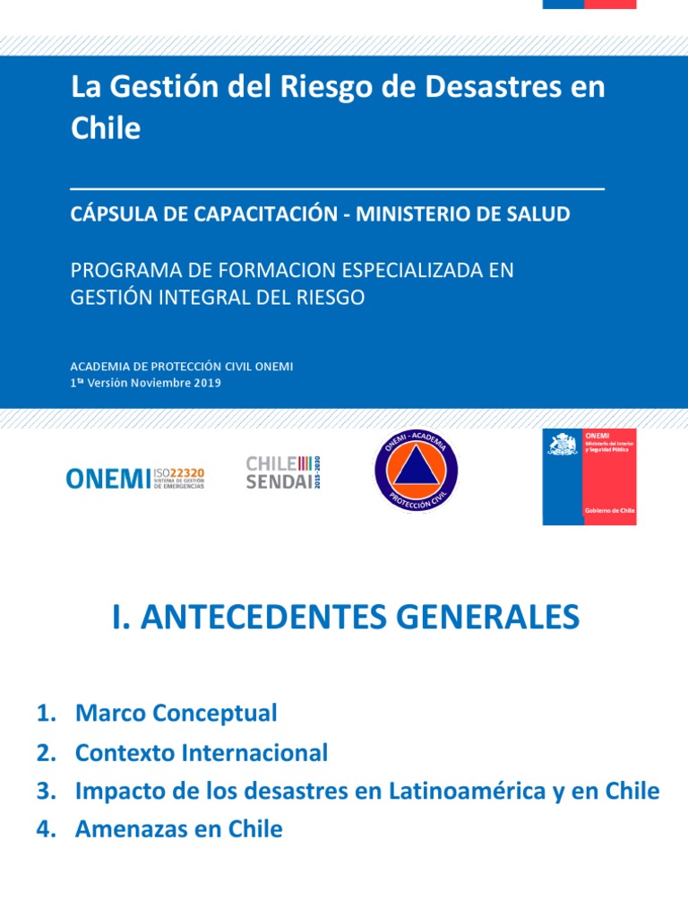 Gestión de Riesgos de Desastres Chile | PDF | Defensa Civil | Riesgo