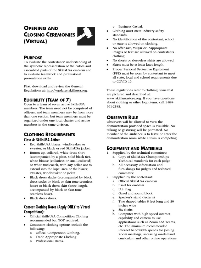 SkillsUSA Opening & Closing Ceremony Guide | PDF | Clothing | Communication