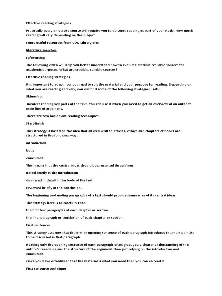 Effective Reading Strategies | PDF | Paragraph | Books
