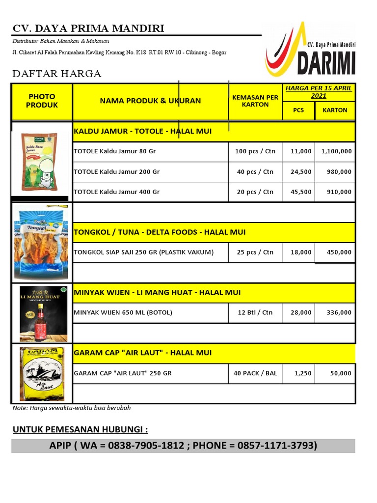 Daftar harga per 1 mar 2021 netto rumus pdf