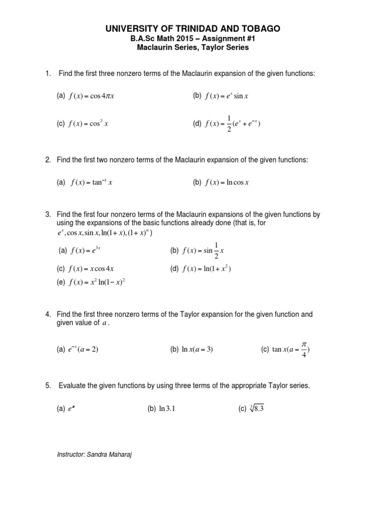 Math Series Assignment Guide | PDF