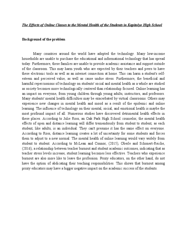 Example Background of The Problem | PDF | Educational Technology ...