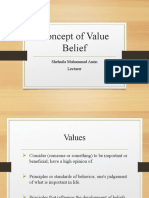 Concept of Value Belief: Shehnila Muhammad Amin Lecturer