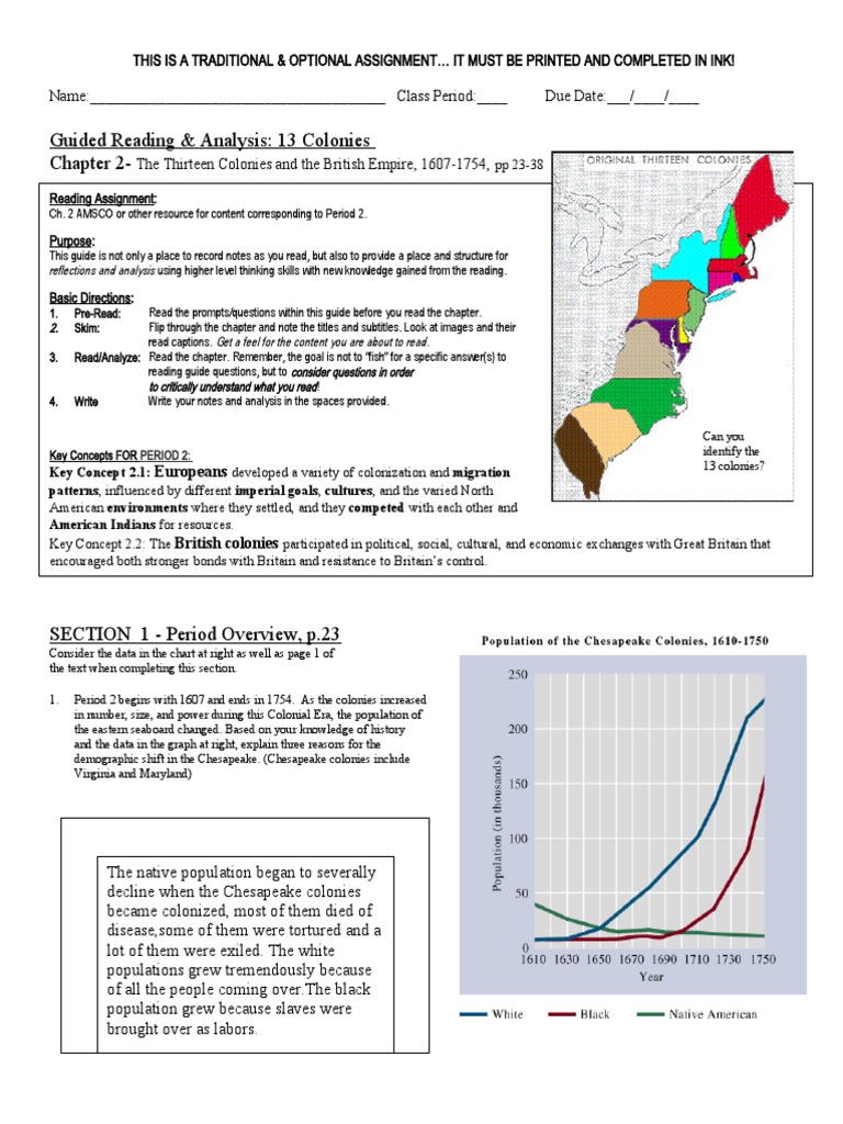 Guided Reading: The 13 Colonies Overview | PDF | Slavery | New England