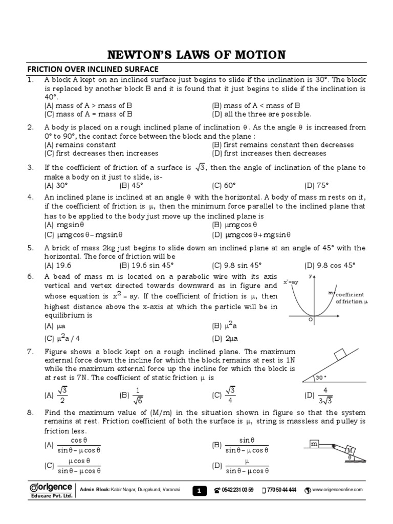 Physics - Assignment On Lecture 4 of Friction. | PDF | Friction | Force