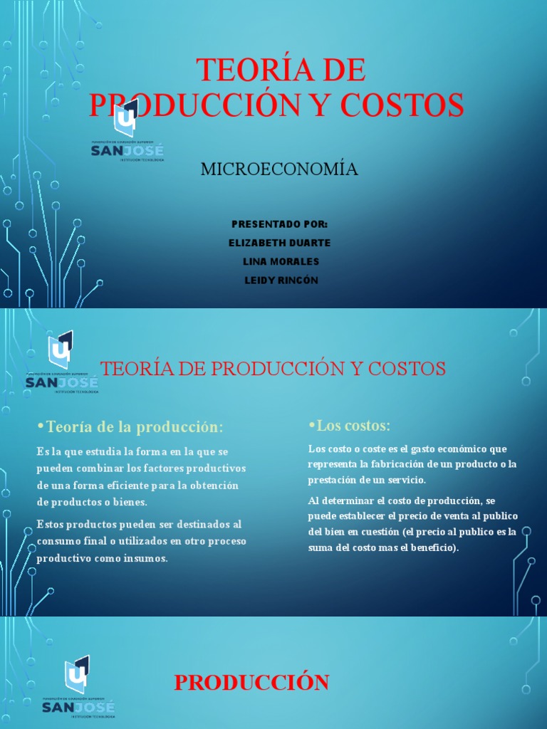 Teoria de La Produccion y Costos PDF Costo Microeconomía