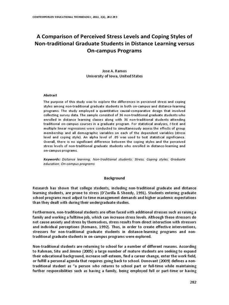 Stress and Coping in Grad Students: Online vs. On-Campus | PDF ...