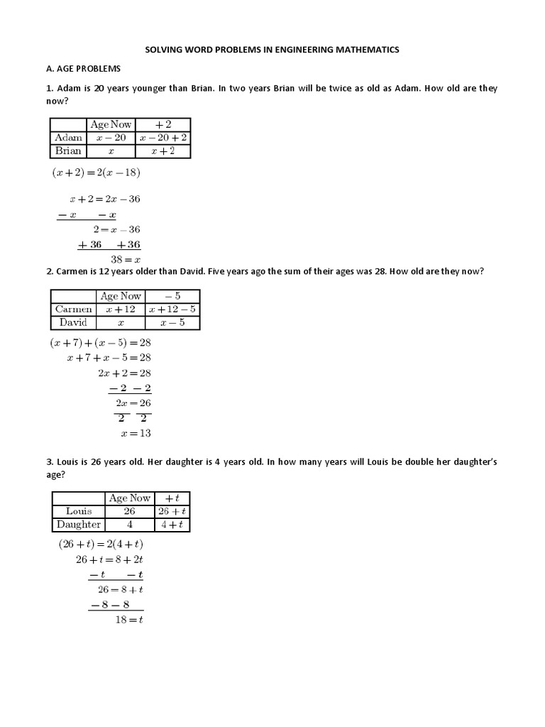 Engineering Mathematics Word Problems | PDF | Teaching Methods & Materials