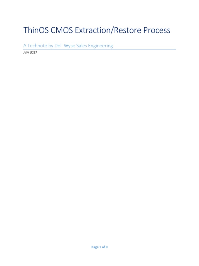 ThinOS CMOS Extraction and Restore Process | PDF | Computer File | Bios