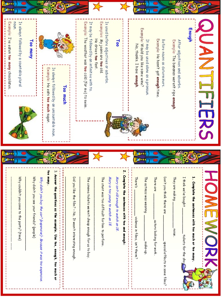 Understanding The Usage Of Too Too Much Too Many And Enough Pdf