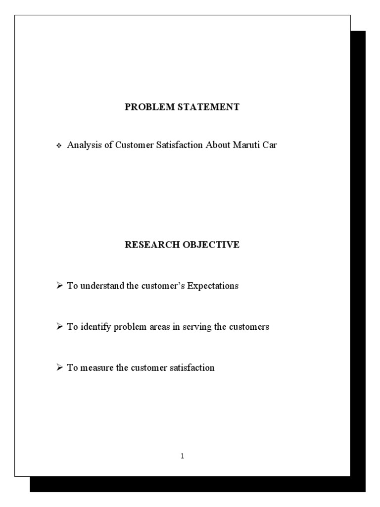 Analysis of Customer Satisfaction About Maruti Car Problem Statement