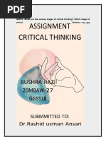 QUES1-What Are The Various Stages of Critical Thinking? Which Stage of Critical Thinking You Are