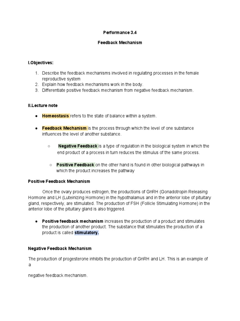 Worksheet 3.4 Feedback Mechanism PDF