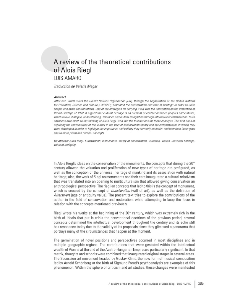 A Review of The Theoretical Contributions of Alois Riegl | PDF | Art ...