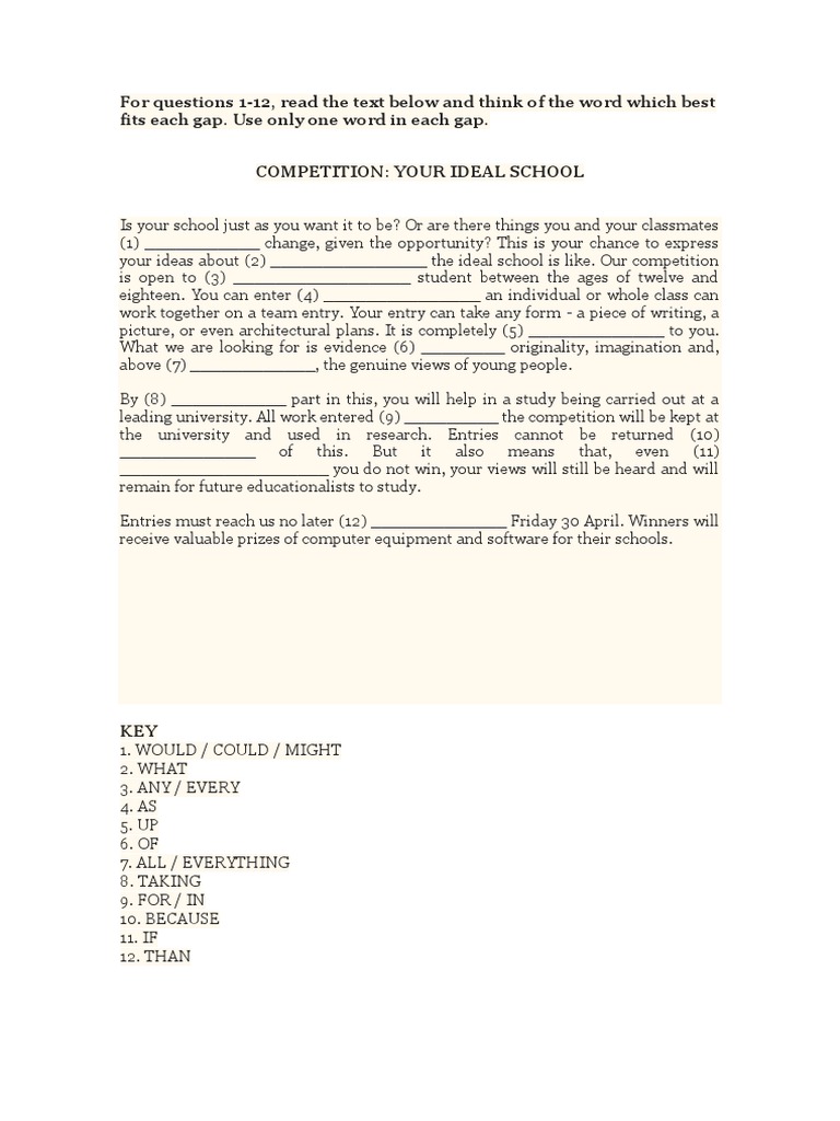 For Questions 1-12, Read The Text Below and Think of The Word Which ...