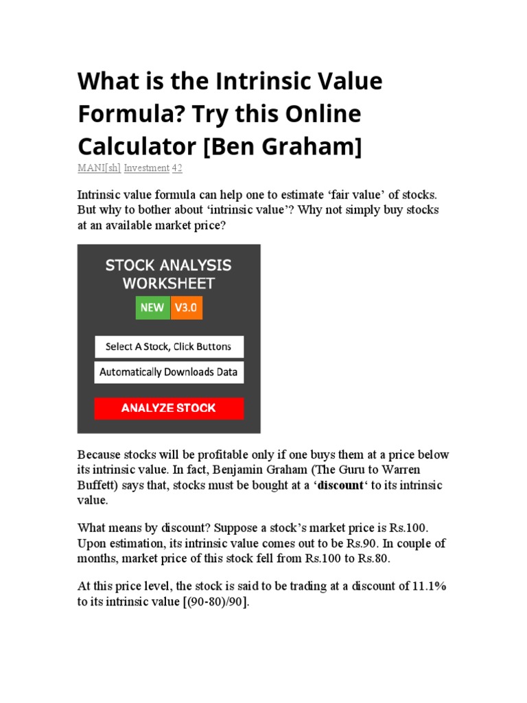 What Is The Intrinsic Value Formula? Try This Online Calculator (Ben ...