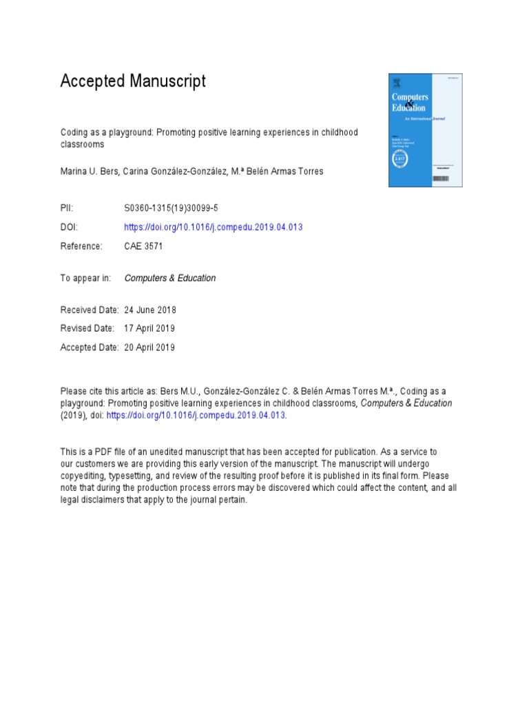 Accepted Manuscript: Computers & Education | PDF | Curriculum ...