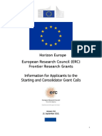 ERC Starting and Consolidator Grants 2022 Info for Applicants