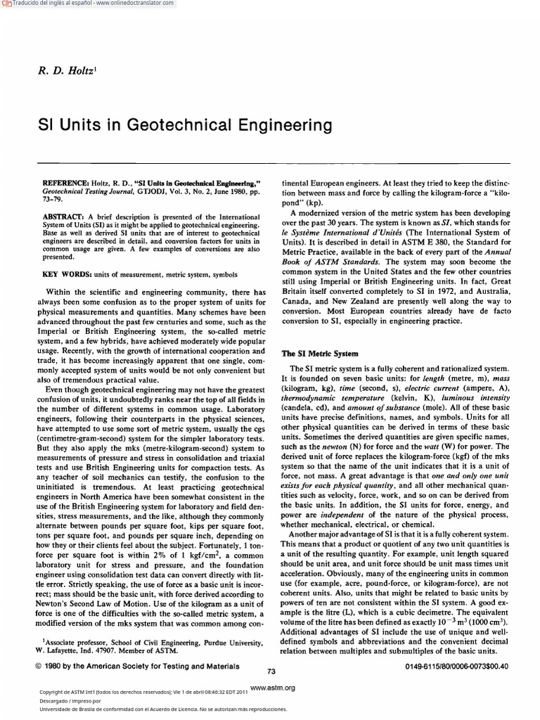 4 Si Units in Geotechnical Engineering - En.es | PDF
