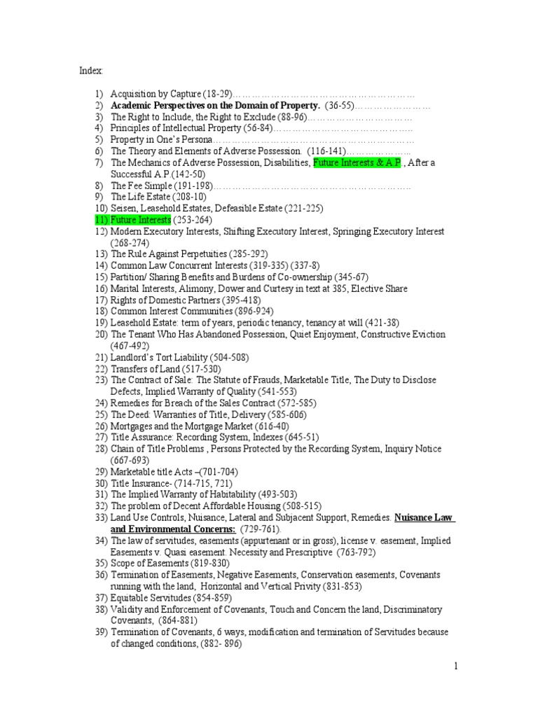 Property Outline 12-4 | PDF | Concurrent Estate | Fee Simple